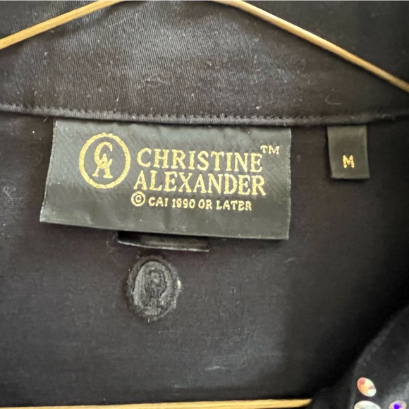 Christine Alexander Vintage Black Jean Jacket with Rhinestoned Crown Size Med - Picture 10 of 16
